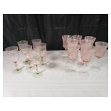 (2) sets of Pink stemware