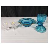 Crystal Toothpick Holders & Blue Glass