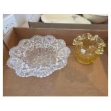Candy Dish & Hobnail Yellow Bowl