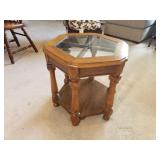 Hexagon End Table - glass top