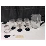1930s Black/White Glass Pitcher Set