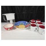 Large Bowl & Mugs & Brita