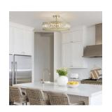 Gold Modern Crystal Semi-Flush Mount Ceiling Light
