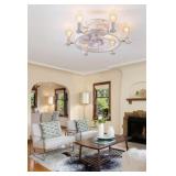 Genoci White Farmhouse Low Profile Ceiling Fan