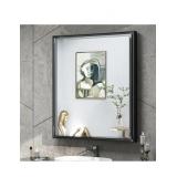 Rectangular Black Framed Beveled Medicine Cabinet