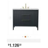 EMMA Black Vanity with Arabescato Top 42'