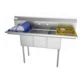 New Commercial Stainless Steel 3 Compartments Sink