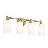 Modern 4-Light Champagne Gold Vanity Light W Glass