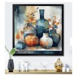 Green & Orange Boho Geometric Framed Wall Art 30'