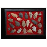Frame of 24 Arrowheads Found in IL/MO 2 3/8' Longe