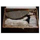 Cigar Box Full of Flint Celts, Adz's, and Tools Fo