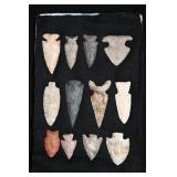 12 Modern & re-chipped Arrowheads 3 9/16' longest