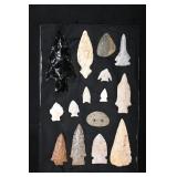 15 Modern & re-chipped Arrowheads 5' longest in a