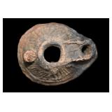 Holy Land Terracotta Oil Lamp Circa 400-700 AD. 3'