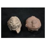 2 Ancient Pre-Columbian Pottery Head Figures.
