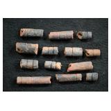 13 Pre-Columbian Pottery Beads 1 3/4' Longest.