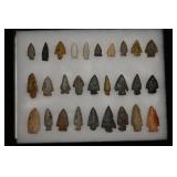 Frame of 28 Arrowheads Found in Anderson Co. Kentu