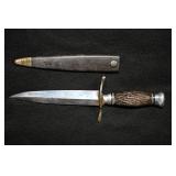 Vintage Dirk Knife with Leather Sheath 10 1/4'.