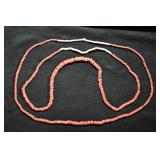 2 Red Clay Trade Bead Necklaces.