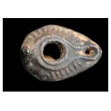 Holy Land Terracotta Oil Lamp Circa 400-700 AD. 3'