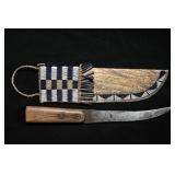 11' Leather Beaded & Coned Sheath with 12 1/2' Vin