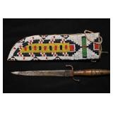 10 1/4' Leather Beaded Sheath with 111/4' Hand Mad