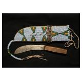 11' Leather Beaded & Coned Sheath with 10 1/4' Vin