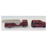 Lot of 2 Die-Cast Fire Truck Fire Van Tootsie Toy