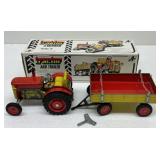 NIB Kovap Zetor Tin Tractor Trailer Wind-Up Toy