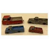 Lot of 4 Vintage Tootsie Toy Trucks 1930s-40'