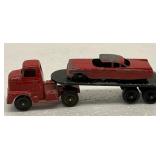 Vintage Tootsie Toy Tractor Trailer Car Hauler
