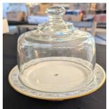 OXFORD BONE CHINA  FOOTED GLASS CHEESE DOME