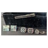 HG SILVER TONE CUFF LINK SETS, TIE CLIP