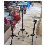 3PC IRON FOOTED CANDLE HOLDERS