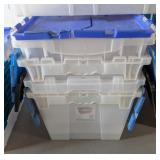 4 PC PLASTIC STORAGE TUBS W/BIFOLD LIDS #5