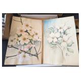 2 PC FLORAL ARTWORK, SIGNED, ALAN FOWLER &