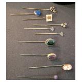VTG/ANTQ LAPEL PINS, GEM STONE, CAMEO, GLASS,OTHER
