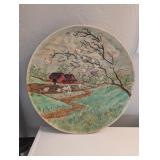 VTG CERAMIC WALL PLATE #1, SPRING 3D RELIEF SCENE,
