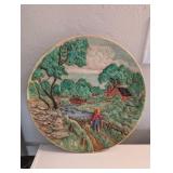 VTG CERAMIC WALL PLATE #2, 3D RELIEF SUMMER SCENE,