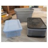 3 PC PLASTIC STORAGE TUBS, STERILITE, RUBBERMAID