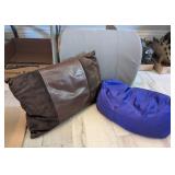 3 PC NECK PILLOW, BACK PAD & SUEDE/LEATHER THROW