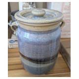 LIDDED POTTERY CANISTER, SIGNED