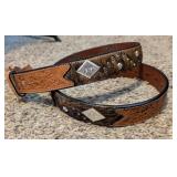 MONTANA GENUINE LEATHER HAND TOOLED BELT SZ-36