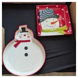 2 PC SNOWMAN DISHES