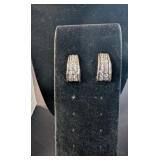 SILVER TONE EARRINGS MARKED '925', RHINESTONE