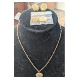 3PC GOLD TONE SEASHELL EARRINGS & NECKLACE