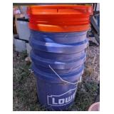 4 PC PLASTIC 5 GAL BUCKETS, 1-LID