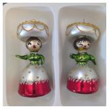 2 PC HAND PAINTED SENORA MEXICAN ORNAMENTS