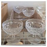 4 PC VTG CUSTARD GLASSES, DIAMOND PATTERN
