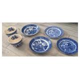 6 PC VTG/ANTQ ASSTD BLUE & WHITE PORCELAIN SAUCERS